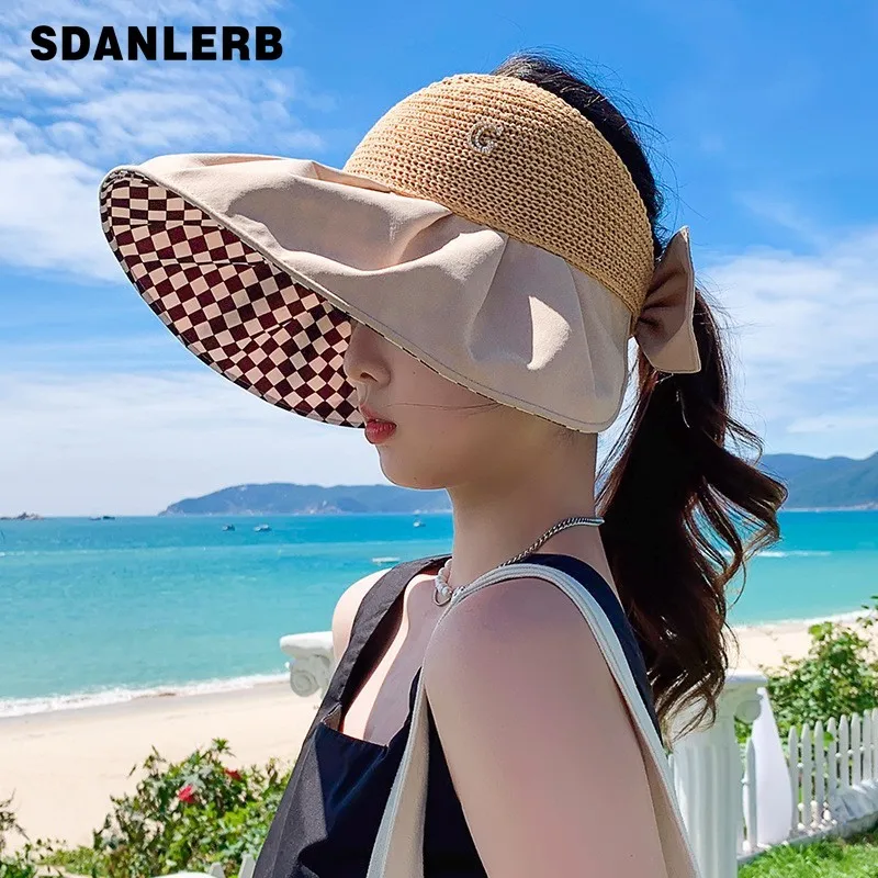 Plaid Visor Cap Women's Summer Sun Protection Big Brim UV Protection Sun Hat Seaside Beach Hat All-Match Ladies Caps
Plaid Visor Cap Women's Summer Sun Protection Big Brim UV Protection Sun Hat Seaside Beach Hat All-Match Ladies Caps