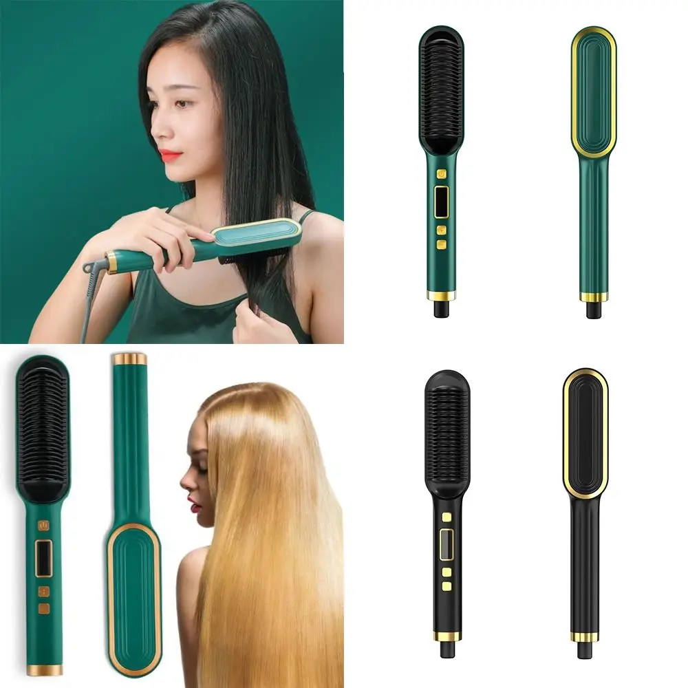 

Brush LED Display Straightener Hair Straightener Comb Ceramic Temperature 2 In 1 Anion Hot Comb Hair Curler Brush