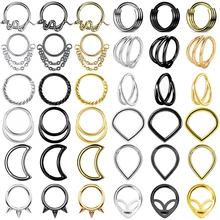 Surgical Steel Snake Moon Nose Rings Body Clips Hoop 16G Tragus Septum Cartilage Piercing Jewelry For Women Men Girl Gift