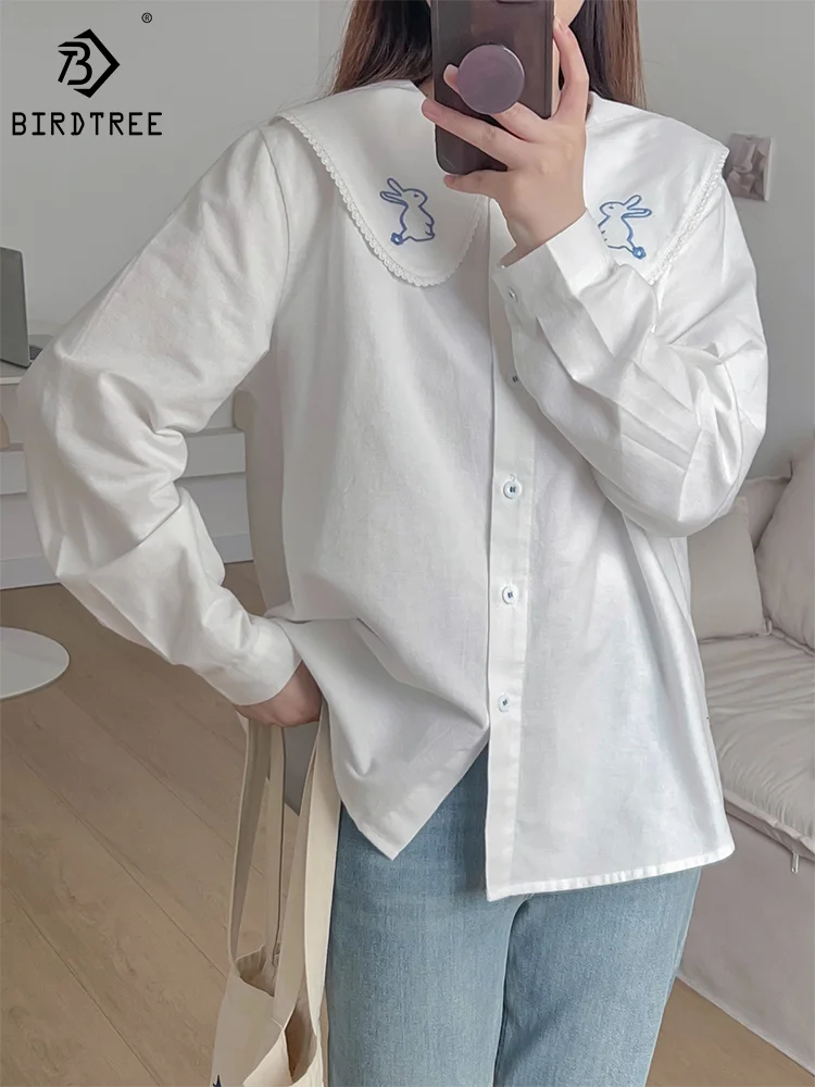 New Autumn Cotton White Peached Shirt Women Peter Pan Collar Tops Girl Long Sleeve Cartoon Cute Loose Blouses Spring T30805QM
New Autumn Cotton White Peached Shirt Women Peter Pan Collar Tops Girl Long Sleeve Cartoon Cute Loose Blouses Spring T30805QM