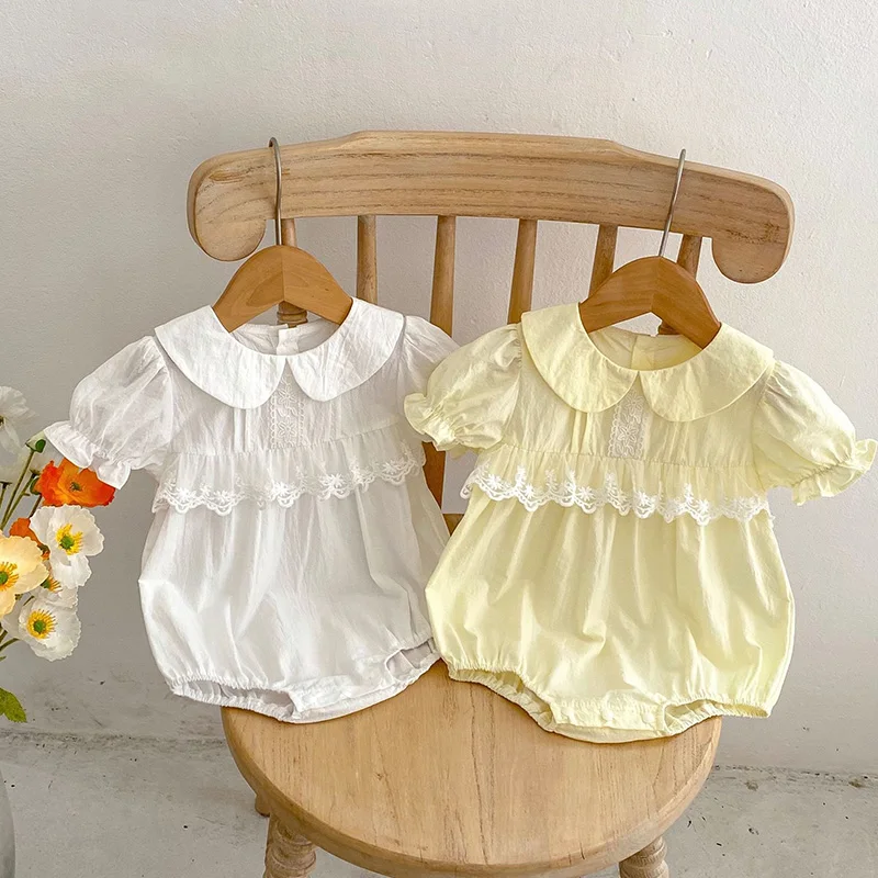 Комбинезон для новорожденных девочек, хлопковый комбинезон с коротким рукавом и кружевом для маленьких девочек, летняя одежда для маленьких девочек 
Комбинезон для новорожденных девочек, хлопковый комбинезон с коротким рукавом и кружевом для маленьких девочек, летняя одежда для маленьких девочек