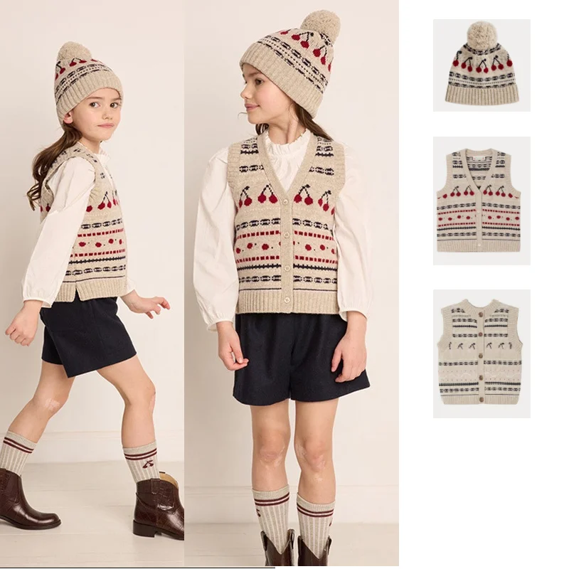 023 Autumn and Winter Pure Wool Vest Girls' Cherry Sweater Knitted Tank Top
023 Autumn and Winter Pure Wool Vest Girls' Cherry Sweater Knitted Tank Top