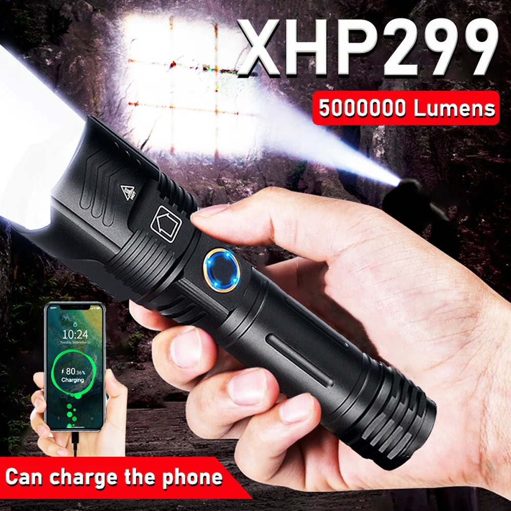 XHP299 High Power LED Flashlights With zoom 5000000LM Super Bright Outdoor Long Shot Tactical Flashlights Emergency Power Bank
XHP299 High Power LED Flashlights With zoom 5000000LM Super Bright Outdoor Long Shot Tactical Flashlights Emergency Power Bank