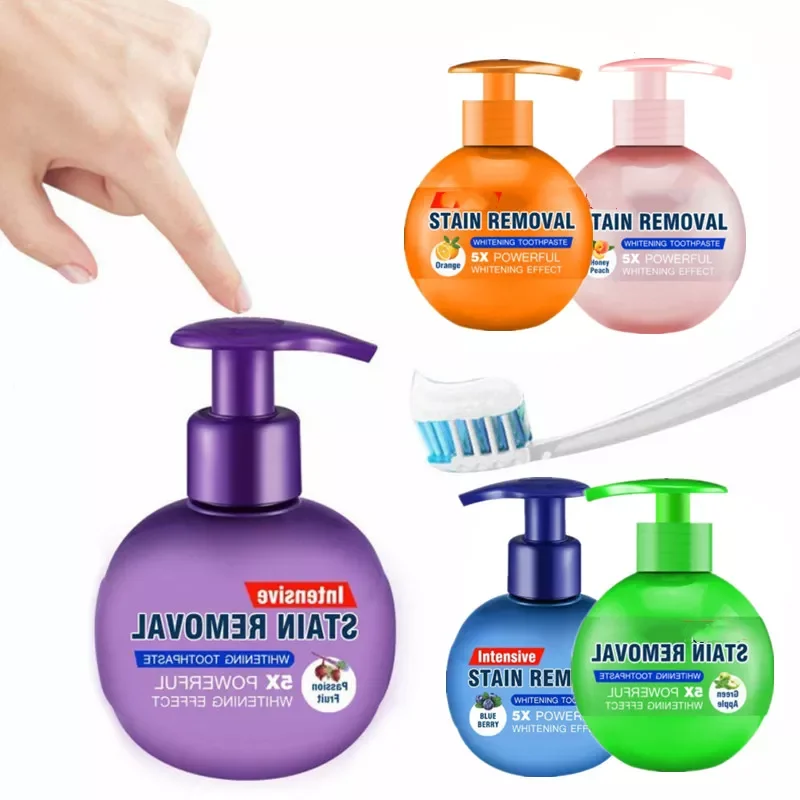Stain Removal Soda Toothpaste Teeth Whitening Dental Oral Care Passion Fruit Blueberry Gums Press Type Tooth Paste Whiten Teeth
Stain Removal Soda Toothpaste Teeth Whitening Dental Oral Care Passion Fruit Blueberry Gums Press Type Tooth Paste Whiten Teeth