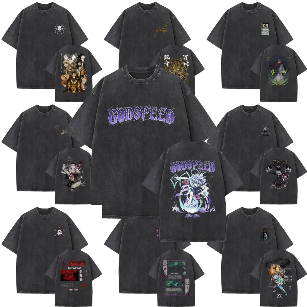 Japanese Anime Hunter X Hunter Washed Vintage Black T Shirts Killua Zoldyck Manga Graphic Print T-shirt Men Casual Loose Tshirt
Japanese Anime Hunter X Hunter Washed Vintage Black T Shirts Killua Zoldyck Manga Graphic Print T-shirt Men Casual Loose Tshirt