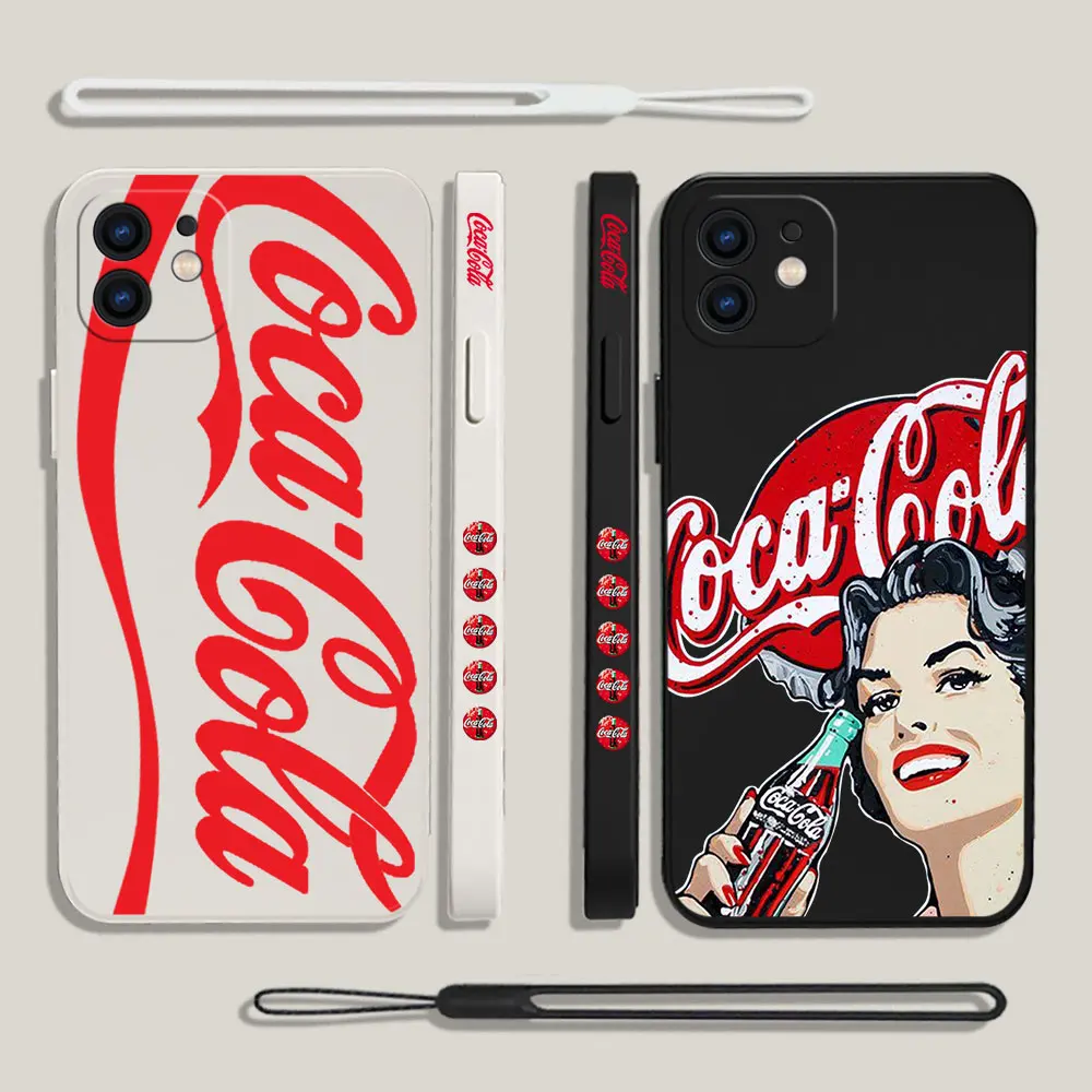 

C-Coca-Fashion C-Cola Phone Case For Xiaomi Redmi Note 12 11 11T 10 10S 9 Pro Plus 10C 9A 9C K40 K50 K60 4G 5G With Hand Strap