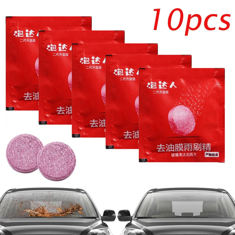 

10Pcs Windshield Cleaner Effervescent Tablet Solid Automobile Super Concentrated Solid Glass Water Wiper Fluid Degreasing Film C