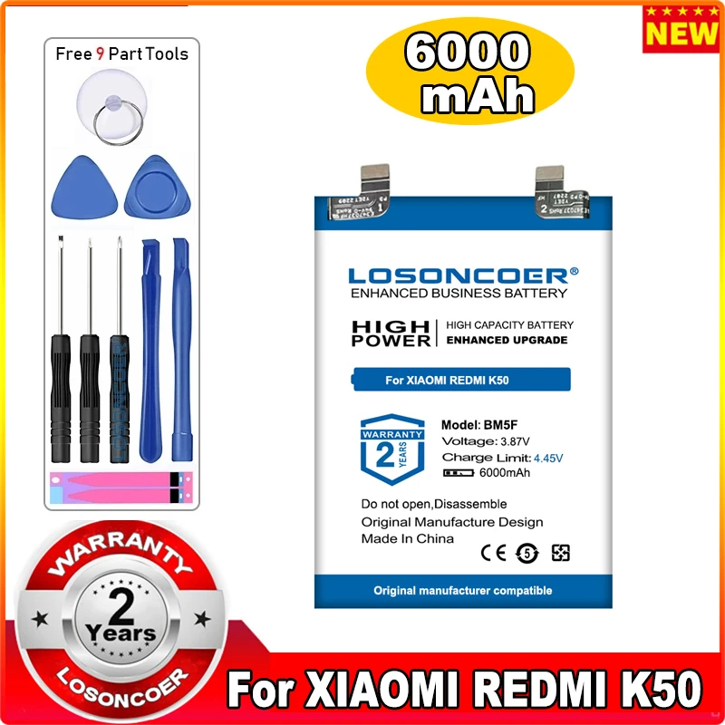 Аккумулятор LOSONCOER 5500-6000 мАч BM5E BM5F для Xiaomi Redmi K50 Pro 22021211RC , BM5F для Xiaomi Redmi K50
Аккумулятор LOSONCOER 5500-6000 мАч BM5E BM5F для Xiaomi Redmi K50 Pro 22021211RC , BM5F для Xiaomi Redmi K50