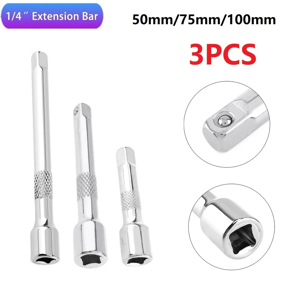 1/4 Inch Chromed Steel Extension Bar Ratchet Socket Wrench Adapter 50/75/100MM Can Be Used As A Wobble Extension Bar Tool Parts
1/4 Inch Chromed Steel Extension Bar Ratchet Socket Wrench Adapter 50/75/100MM Can Be Used As A Wobble Extension Bar Tool Parts