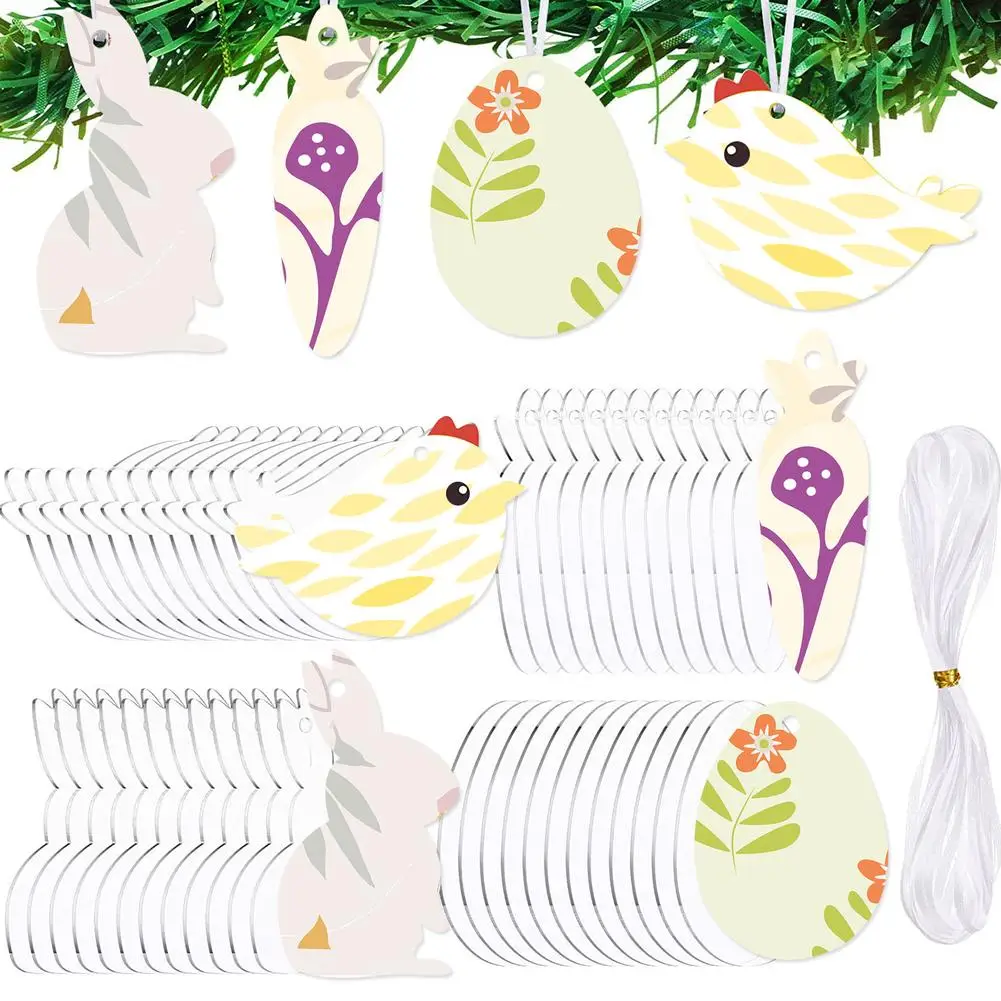 48 шт. Сделай Сам пасхальные подвесные прозрачные акриловые украшения заготовки кролик цыпленок яйцо морковь форма для пасхального украшения