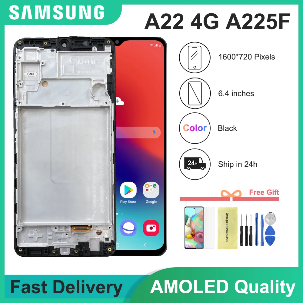 6.4" New Super AMOLED For Samsung Galaxy A22 4G A225F A225F/DS A225M LCD Display Touch Screen With Frame Digitizer Assembly
6.4" New Super AMOLED For Samsung Galaxy A22 4G A225F A225F/DS A225M LCD Display Touch Screen With Frame Digitizer Assembly