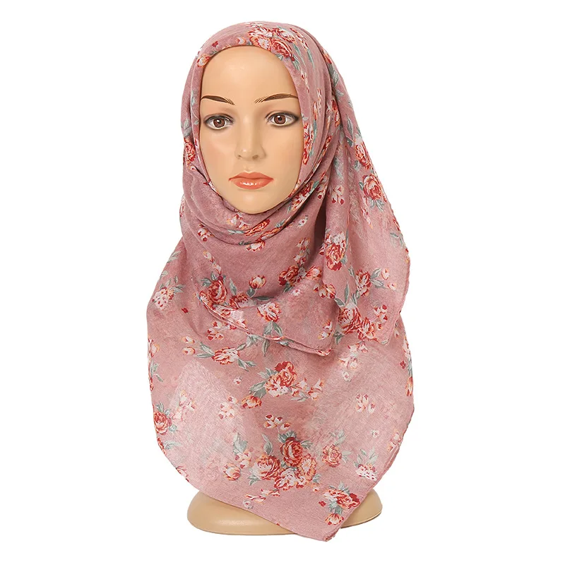 

Women Fashion Polka Floral Viscose Shawl Scarf Lady Print Soft Voile Headband Bufandas Muslim Hijab Wrap Pashmina Stole 180*80Cm