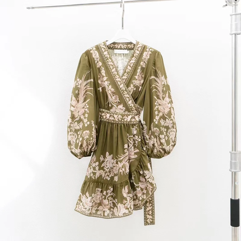 Dresses for Women 2022 Robe Traf Niche Brand Olive Green V-Neck Balloon Sleeve Print Lace-Up Dress Summer Dresses Woman
Dresses for Women 2022 Robe Traf Niche Brand Olive Green V-Neck Balloon Sleeve Print Lace-Up Dress Summer Dresses Woman