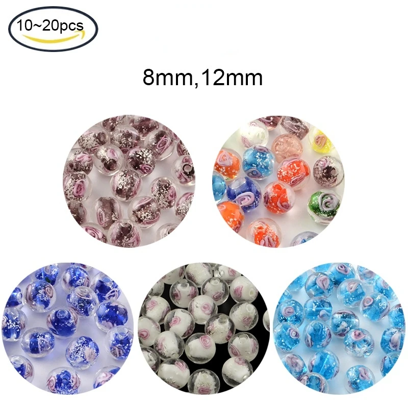 NBEADS 10-20PCS Rose Flower Round Handmade Luminous Inner Lampwork Beads 8mm Hole: 1mm For Jewelry Bracelet Earrings Making
NBEADS 10-20PCS Rose Flower Round Handmade Luminous Inner Lampwork Beads 8mm Hole: 1mm For Jewelry Bracelet Earrings Making