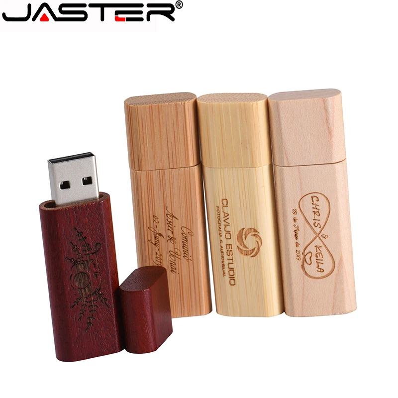 

JASTER Wooden Flash Drive 64GB Flash Drive 32GB 2.0 Pen Drives 16G Gifts Key Chain USB 8G pendrive Free Custom LOGO Memory Stick