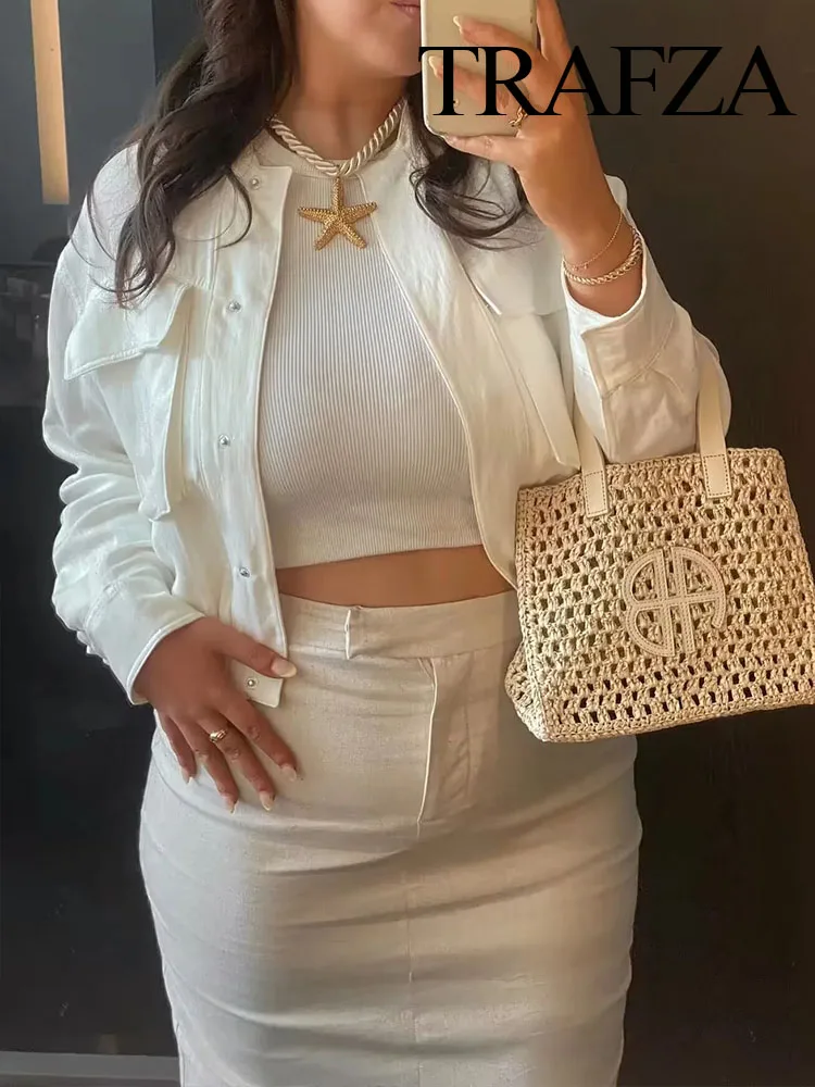 TRAFZA 2023 Fashion Women's Bomber Jacket With Pockets Long Sleeve Casual Solid Jackets Coat Vintage New In Outerwears Chic Tops
TRAFZA 2023 Fashion Women's Bomber Jacket With Pockets Long Sleeve Casual Solid Jackets Coat Vintage New In Outerwears Chic Tops