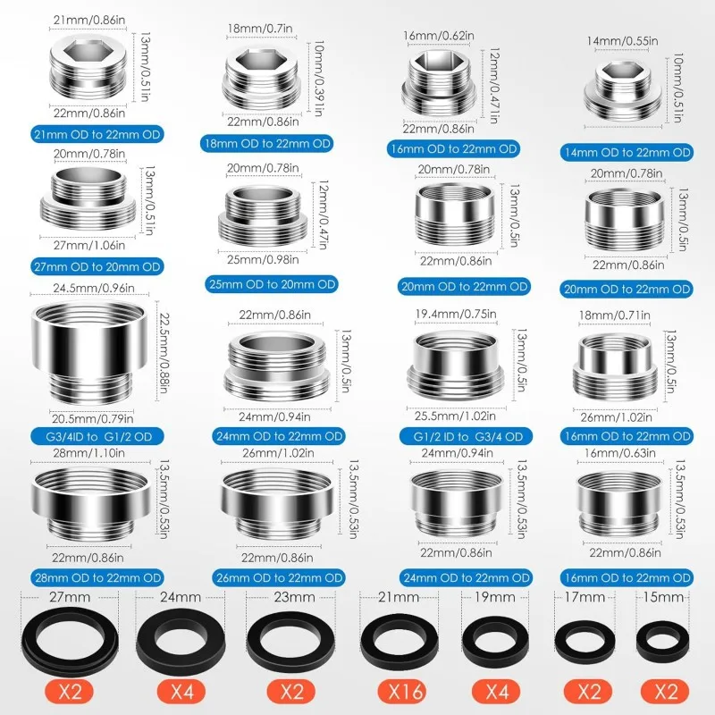 Набор адаптеров для смесителя из меди
Набор адаптеров для смесителя из меди