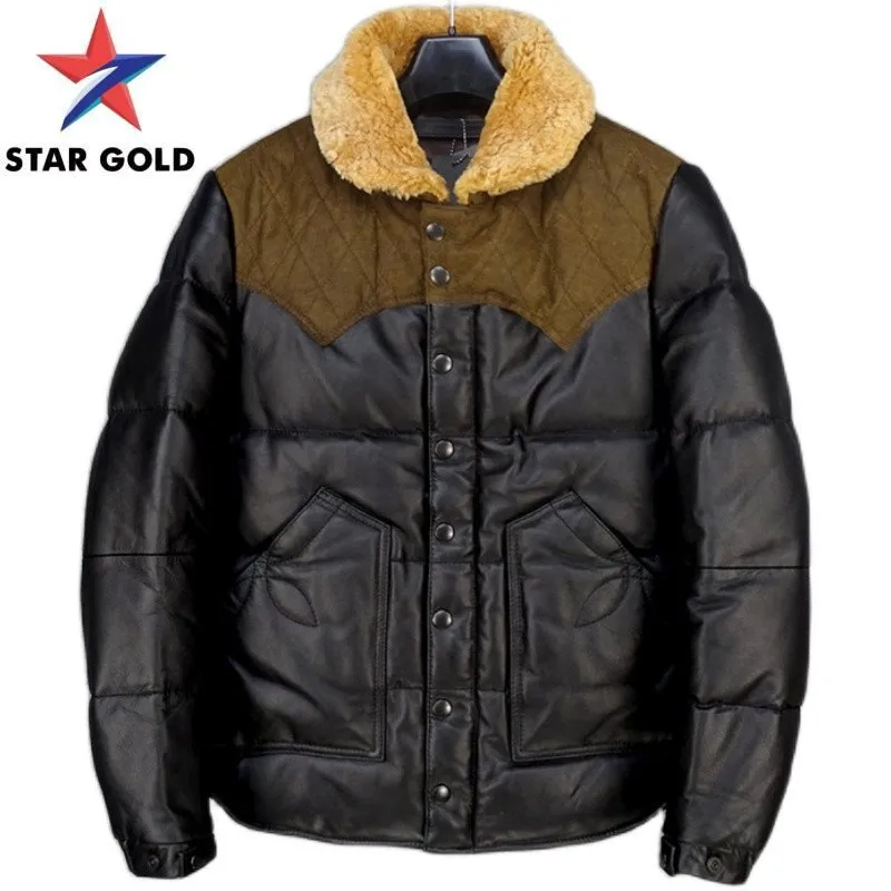 White Duck Warm Jacket Men Winter Thicken Genuine Leather Down Coat Vintage Splice Wool Collar Cowhide Motorcycle Jackets
White Duck Warm Jacket Men Winter Thicken Genuine Leather Down Coat Vintage Splice Wool Collar Cowhide Motorcycle Jackets
