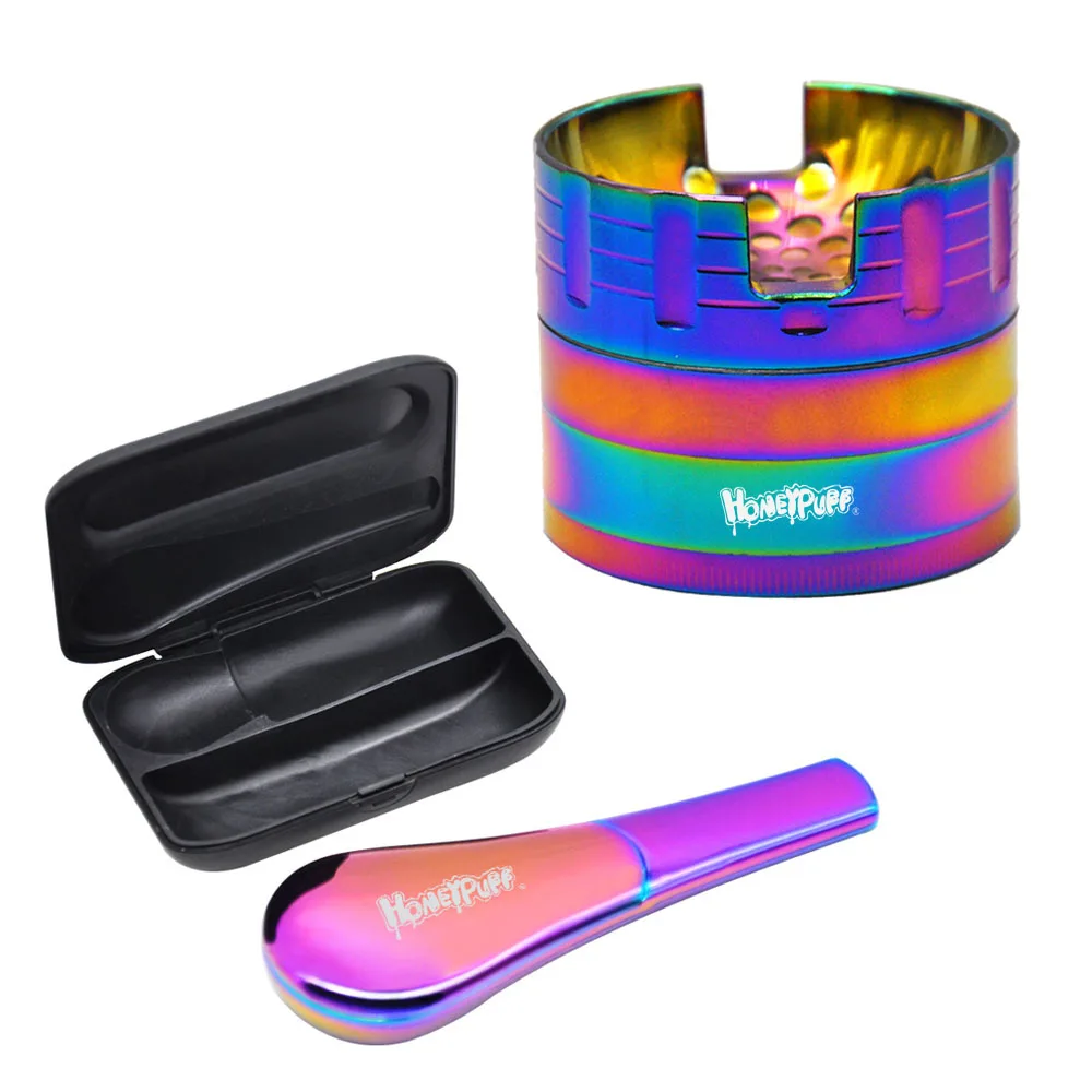 HONEYPUFF Colorful Metal Detachable Smoking Pipe Metal Grinder With Cigar Holder Herb Grinder Tobacco Kit Smoking Accessories
HONEYPUFF Colorful Metal Detachable Smoking Pipe Metal Grinder With Cigar Holder Herb Grinder Tobacco Kit Smoking Accessories