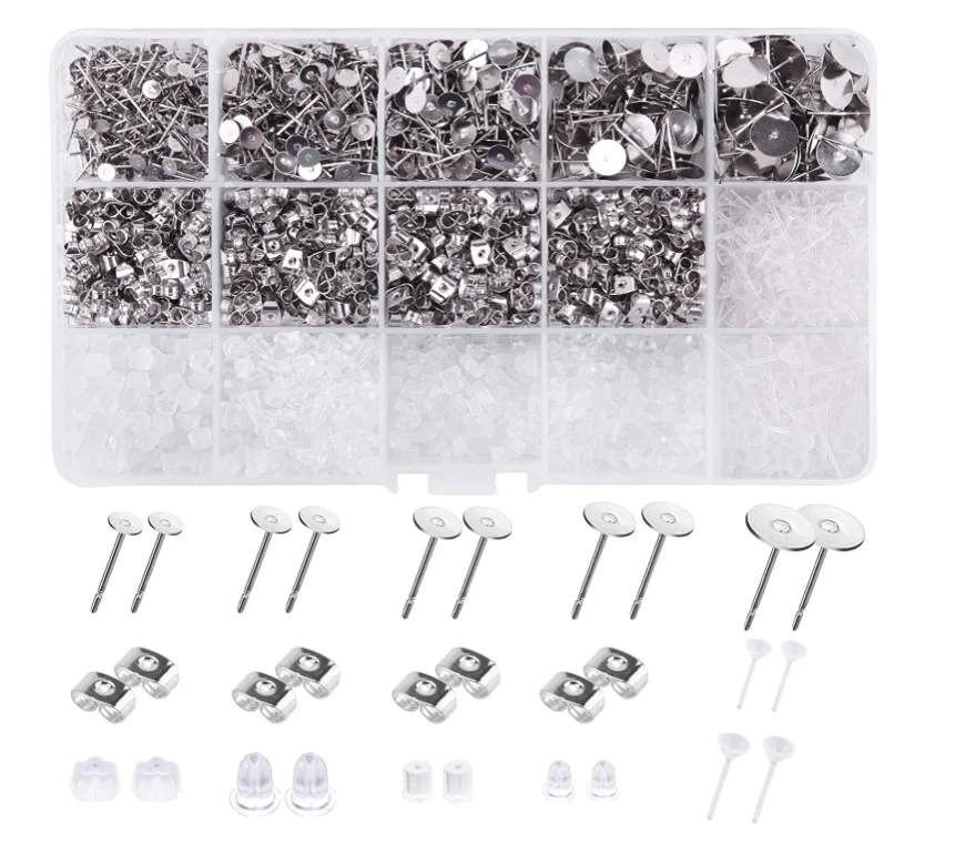 Earring Back Earring Studs Base Pins for Earring Making Supplies Kit Jewelry Making Supplies Kit for DIY Jewelry Tool
Earring Back Earring Studs Base Pins for Earring Making Supplies Kit Jewelry Making Supplies Kit for DIY Jewelry Tool