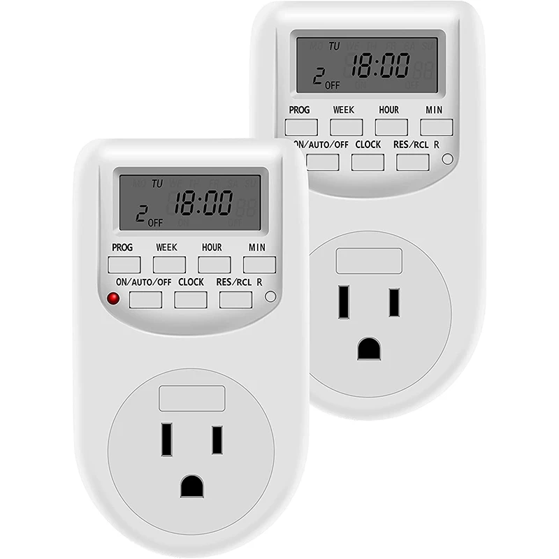 2 Pcs Timer Outlet 24 Hours Indoor Plug-in Timer and Programmable Lamp and Light Timer for Electrical Outlets US Plug
2 Pcs Timer Outlet 24 Hours Indoor Plug-in Timer and Programmable Lamp and Light Timer for Electrical Outlets US Plug
