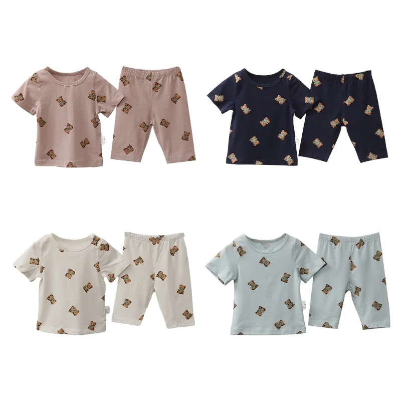 

1-5Y Toddler Pajama Baby Suit Short Sleeve & Shorts Set Ins-Style Summer Casual Loungewear Skin Friendly Clothing