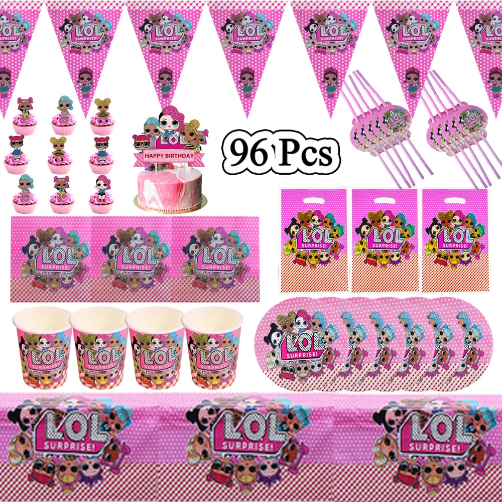 96Pcs Cartoon Surprise Doll Birthday Disposable L-O-L Party Decoration Disposable Set Kid Plate Cup Party Supplies Baby Shower
96Pcs Cartoon Surprise Doll Birthday Disposable L-O-L Party Decoration Disposable Set Kid Plate Cup Party Supplies Baby Shower