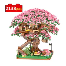 Mini Sakura Tree House Build Block City Street View Cherry Blossom Model Building Blocks DIY Toys for Children Toy Toy FOR GIFT