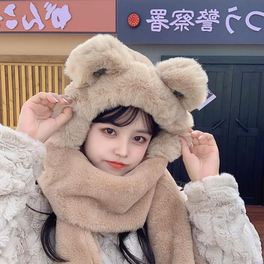 Cute Fashion Female Winter Korean Version Hat Scarf All-in-one Bear Hat Scarf Cycling Warm Gloves
Cute Fashion Female Winter Korean Version Hat Scarf All-in-one Bear Hat Scarf Cycling Warm Gloves