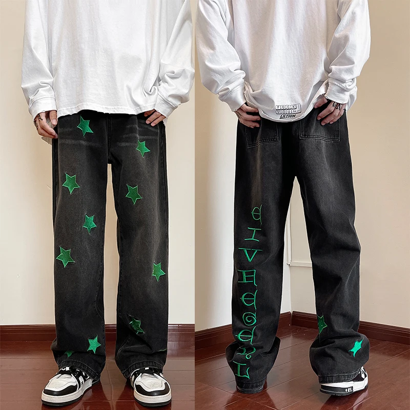 Y2K New Men's Wide Leg Jeans Hip Hop Trend Neutral Denim Trousers Loose Straight Embroidery Street Cargo Pants Man Baggy
Y2K New Men's Wide Leg Jeans Hip Hop Trend Neutral Denim Trousers Loose Straight Embroidery Street Cargo Pants Man Baggy