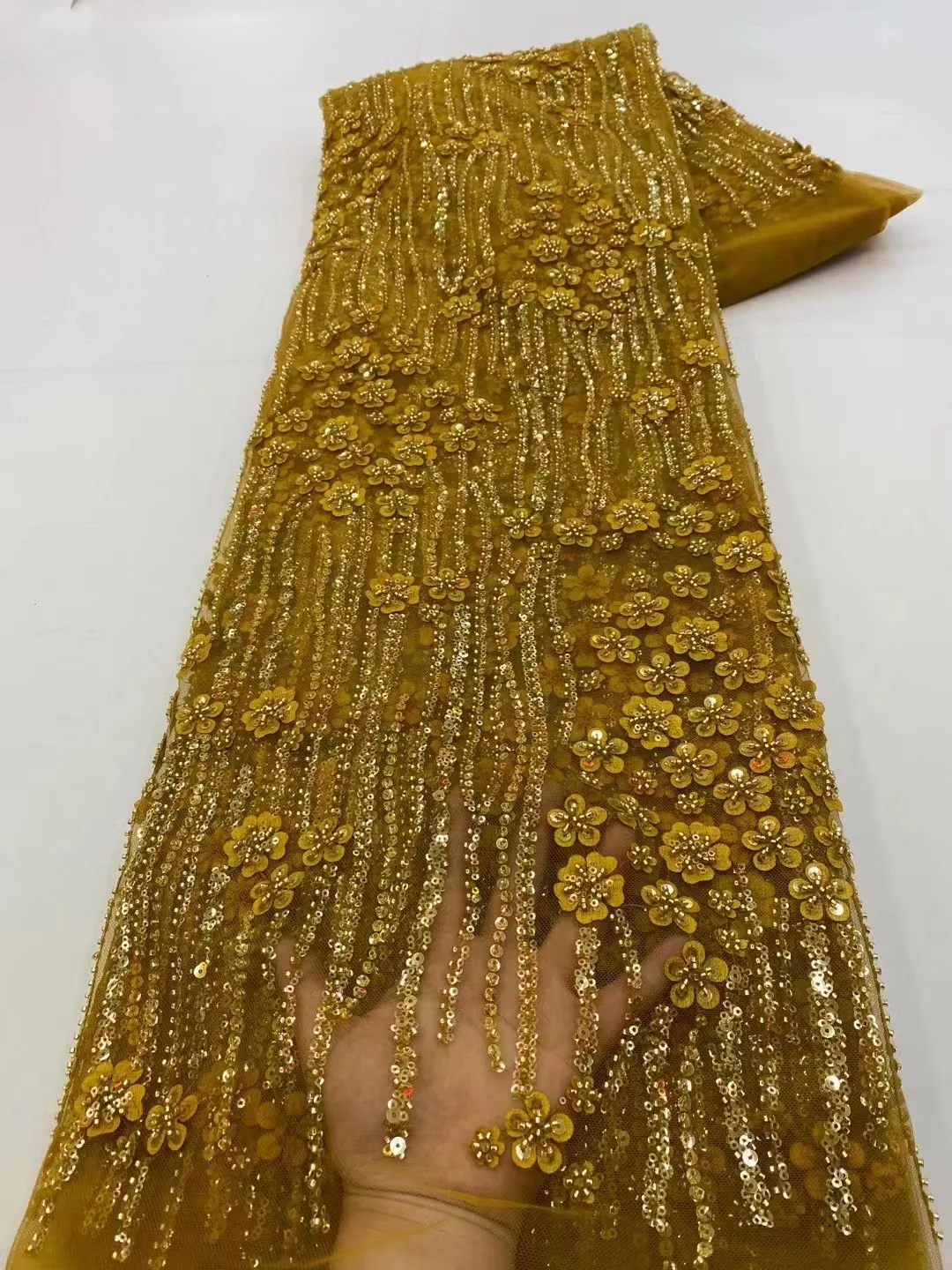 Gold African Handmade Beads Laces Fabrics Luxury Nigerian Sequins Mesh Lace Fabric French Bride Tulle Lace For DIY Wedding
Gold African Handmade Beads Laces Fabrics Luxury Nigerian Sequins Mesh Lace Fabric French Bride Tulle Lace For DIY Wedding