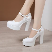 9cm 12cm Small Size 32-43 Shallow Thick Bottom Platform Pumps Women Shoes 2023 Block High Heels Shoes for Model Party Wedding