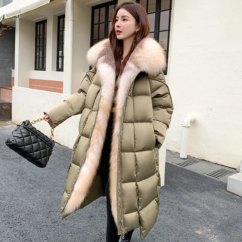 Fashion White Goose Down Coats Women's Down Jacket With Natural Silver Fox Fur Trim Mid-Length For Female Light Clothing
Fashion White Goose Down Coats Women's Down Jacket With Natural Silver Fox Fur Trim Mid-Length For Female Light Clothing