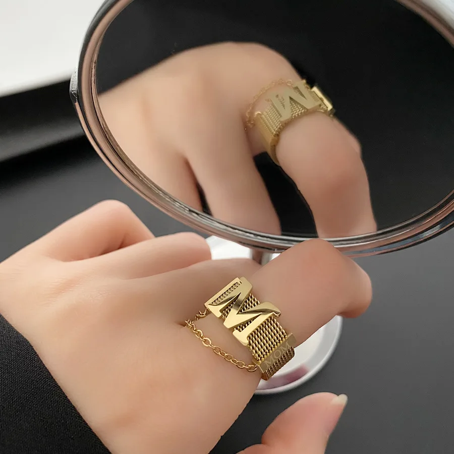 RACHELZ Light Luxury Letter M Charm Ring Vintage Stainless Steel Chian Rings For Women Jewelry Party Gift Dropshipping
RACHELZ Light Luxury Letter M Charm Ring Vintage Stainless Steel Chian Rings For Women Jewelry Party Gift Dropshipping