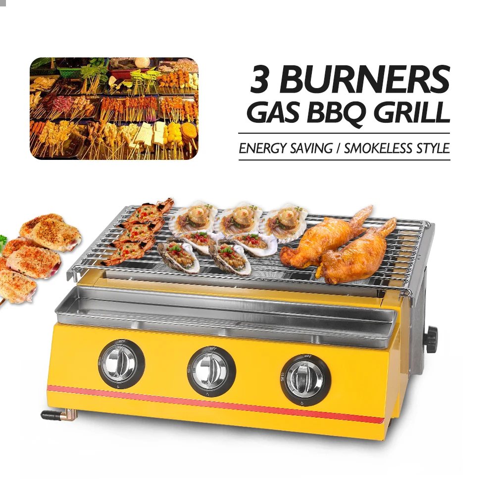 GZZT 3 Burners BBQ Grill Gas LPG Griddle Barbecue Tool Gas Burner No Oil Fume Pollution Roast Meat Adjustable Height Outdoor BBQ
GZZT 3 Burners BBQ Grill Gas LPG Griddle Barbecue Tool Gas Burner No Oil Fume Pollution Roast Meat Adjustable Height Outdoor BBQ