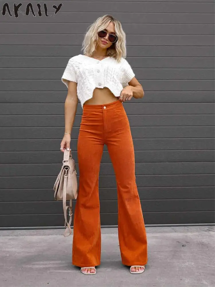 Akaily Fall Orange Corduroy Flare Pants For Women Fashion 2022 High Waist Wide Leg Pants Ladies Casual Straight Long Trousers
Akaily Fall Orange Corduroy Flare Pants For Women Fashion 2022 High Waist Wide Leg Pants Ladies Casual Straight Long Trousers