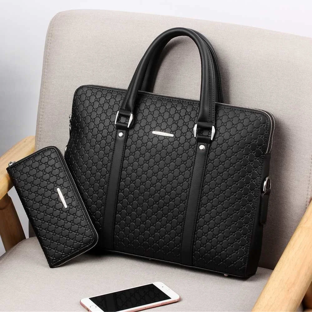 

Business New Briefcase Leather Layers Handbags Bag Laptops Casual Double Male Men Bags Travel Messenger Man Bag Shoulder Men's