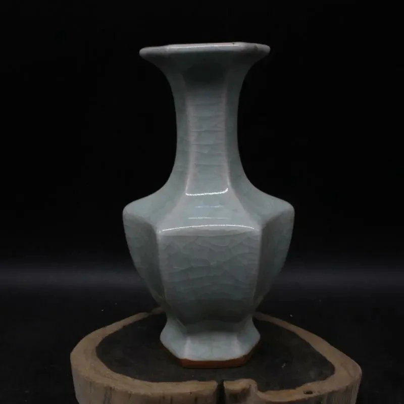 

Chinese Crackles Porcelain Song Longquan Kiln Cyan Glaze Vase 6.9 inch