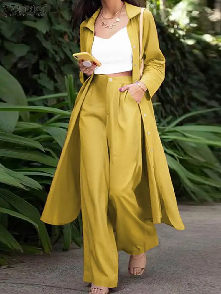 Two Piece Sets ZANZEA Fashion Urban Tracksuit Womens Spring Elegant OL Work Solid Suits Casual Wide Leg Pants Sets Outifits
Two Piece Sets ZANZEA Fashion Urban Tracksuit Womens Spring Elegant OL Work Solid Suits Casual Wide Leg Pants Sets Outifits