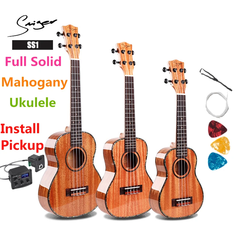 

Ukulele 21 24 26 Inches Full Solid Mahogany Mini Electric Soprano Concert Tenor Acoustic Guitar 4 Strings Ukelele High-gloss