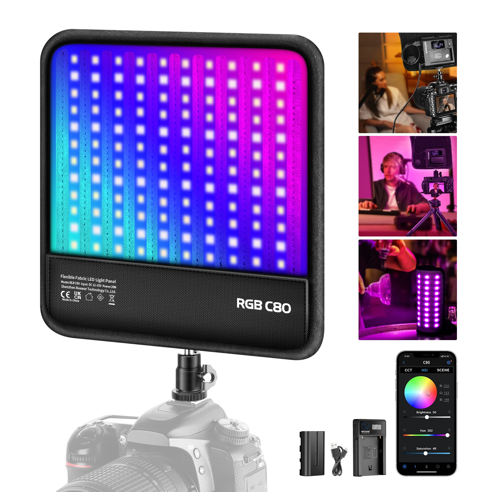 NEEWER RGB светодиодный светильник для видеосъемки панель светильник ing Kit с приложением/2,4G пульт дистанционного управления, C80 панель 2500K ~ 8500K CRI97 + светильник для видеосъемки 
NEEWER RGB светодиодный светильник для видеосъемки панель светильник ing Kit с приложением/2,4G пульт дистанционного управления, C80 панель 2500K ~ 8500K CRI97 + светильник для видеосъемки