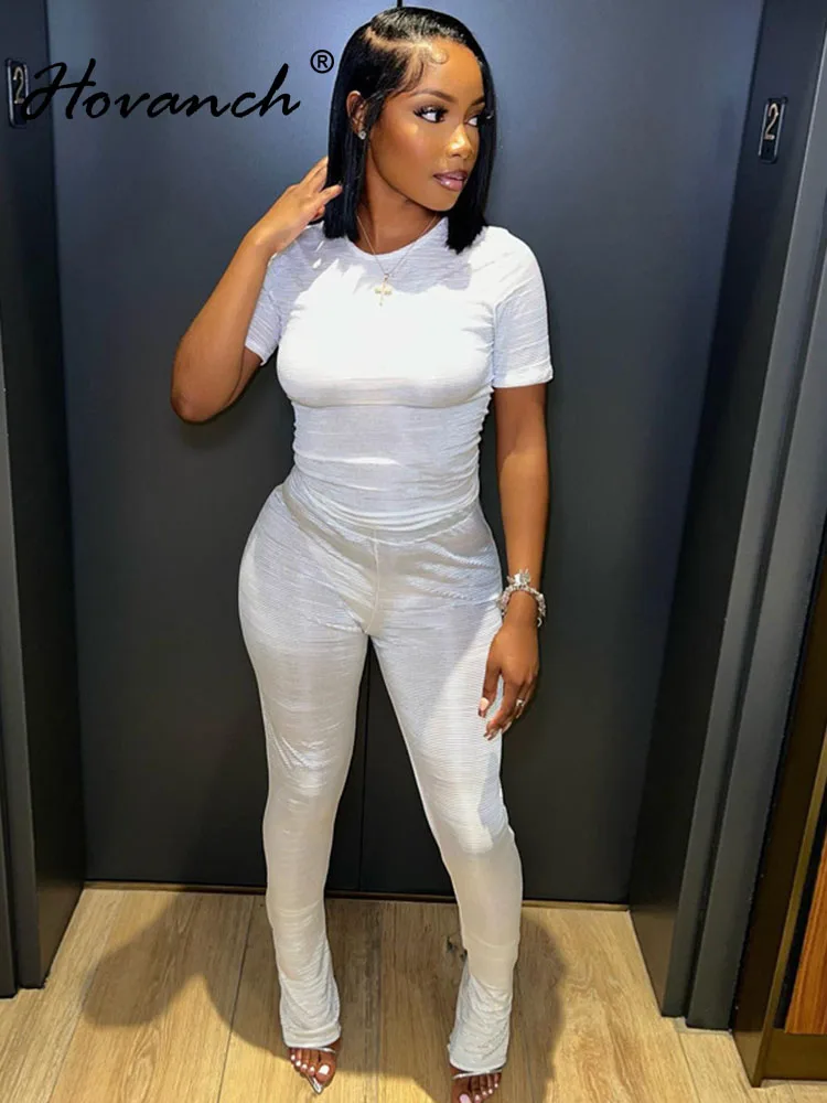 Hovanch Round Neck Short Sleeve T-shirt Casual Top+High Waist Tight Simple Pants Two Piece 2023 Summer Women's Outwear
Hovanch Round Neck Short Sleeve T-shirt Casual Top+High Waist Tight Simple Pants Two Piece 2023 Summer Women's Outwear