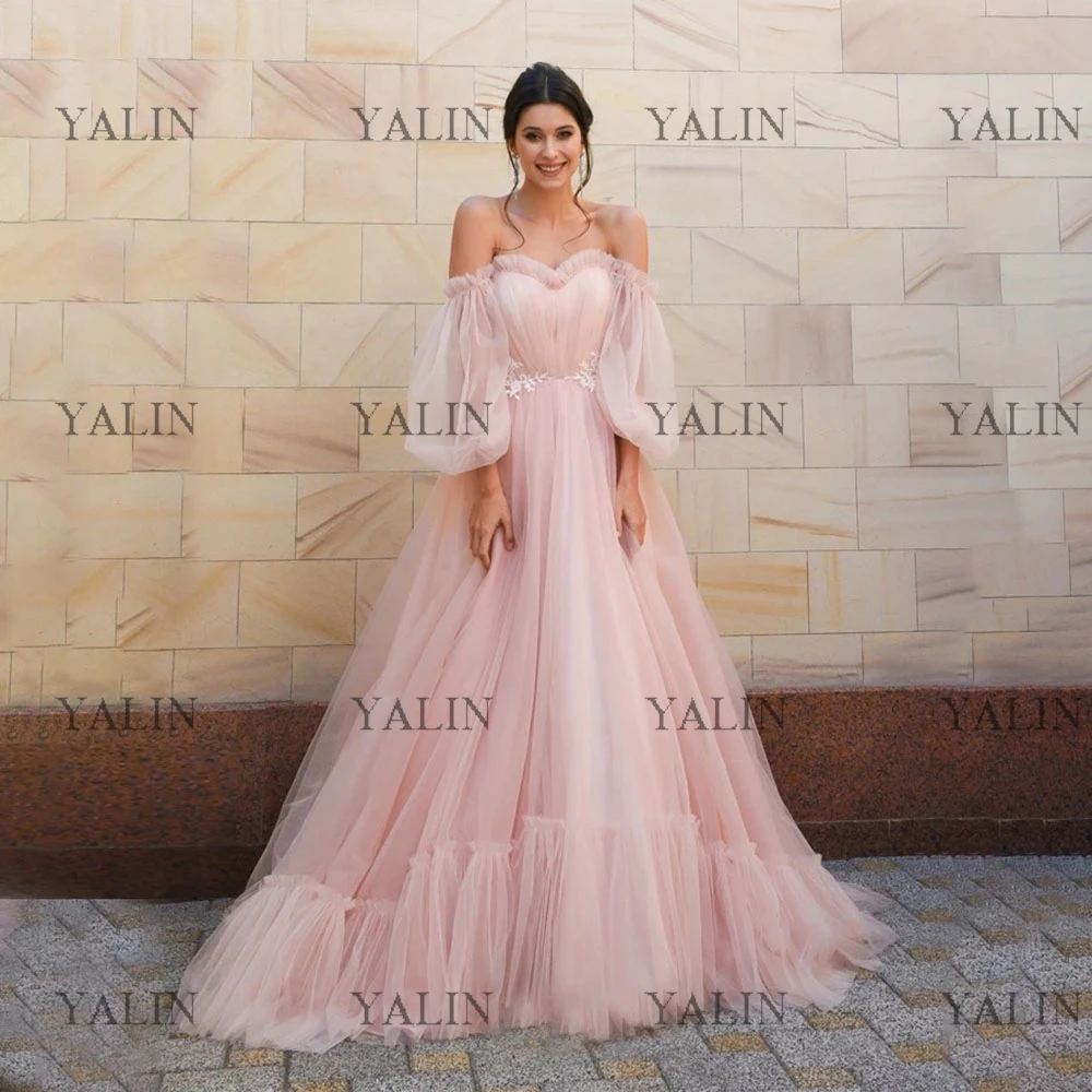 YALIN Simple Puffy Sleeve Prom Dresses Sweep Train Sweetheart Appliques Pleat Ruched Evening Gowns A-line Backless Party Gowns
YALIN Simple Puffy Sleeve Prom Dresses Sweep Train Sweetheart Appliques Pleat Ruched Evening Gowns A-line Backless Party Gowns