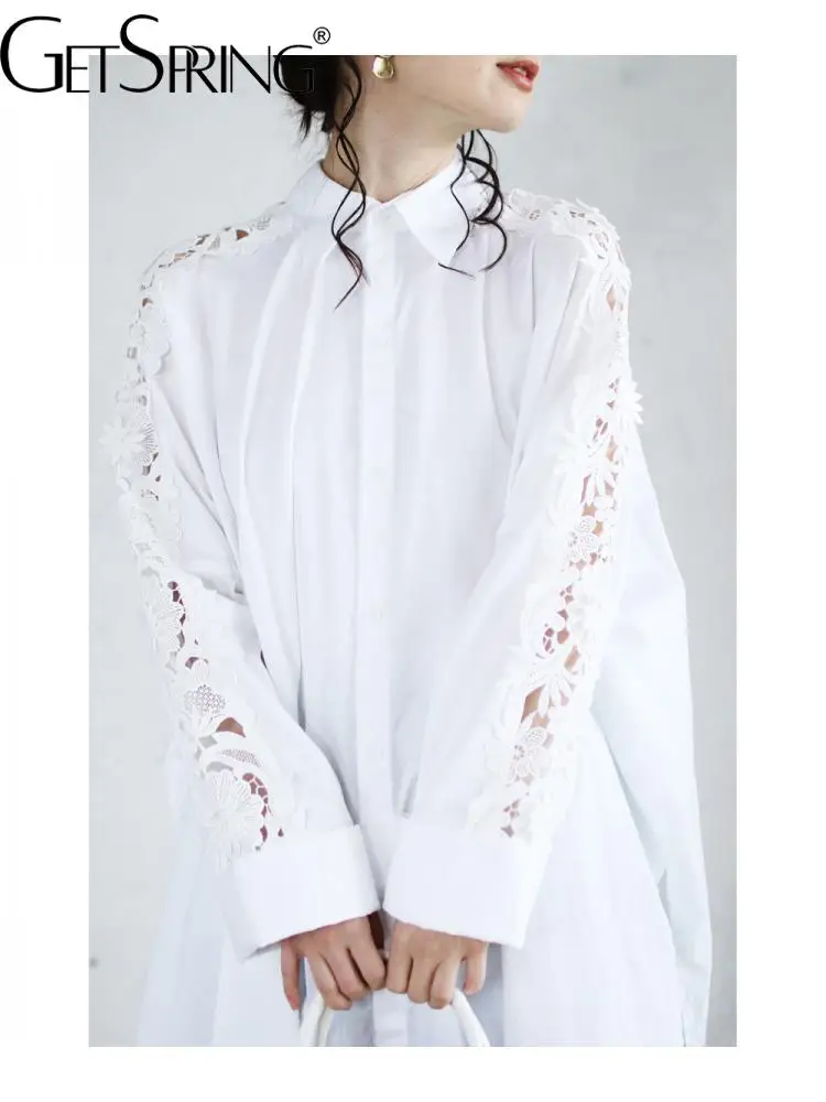 GetSpring Women Blouse Hollow Out Lace Stitched Long Cotton White Shirt Full Sleeve Loose Leisure All Match Ladies Tops 2022 New
GetSpring Women Blouse Hollow Out Lace Stitched Long Cotton White Shirt Full Sleeve Loose Leisure All Match Ladies Tops 2022 New