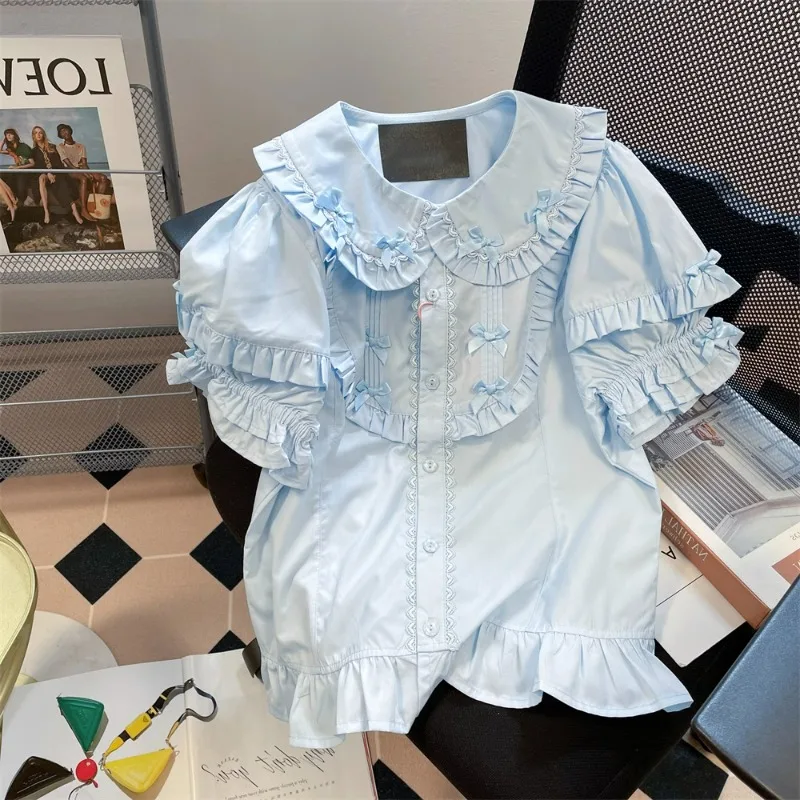 2023 Blusas De Mujer Japanese Blouse Women Peter Pan Collar Ruffles Bow Cute Shirts Lace Puff Sleeve Lolita Style Blouses Tops
2023 Blusas De Mujer Japanese Blouse Women Peter Pan Collar Ruffles Bow Cute Shirts Lace Puff Sleeve Lolita Style Blouses Tops
