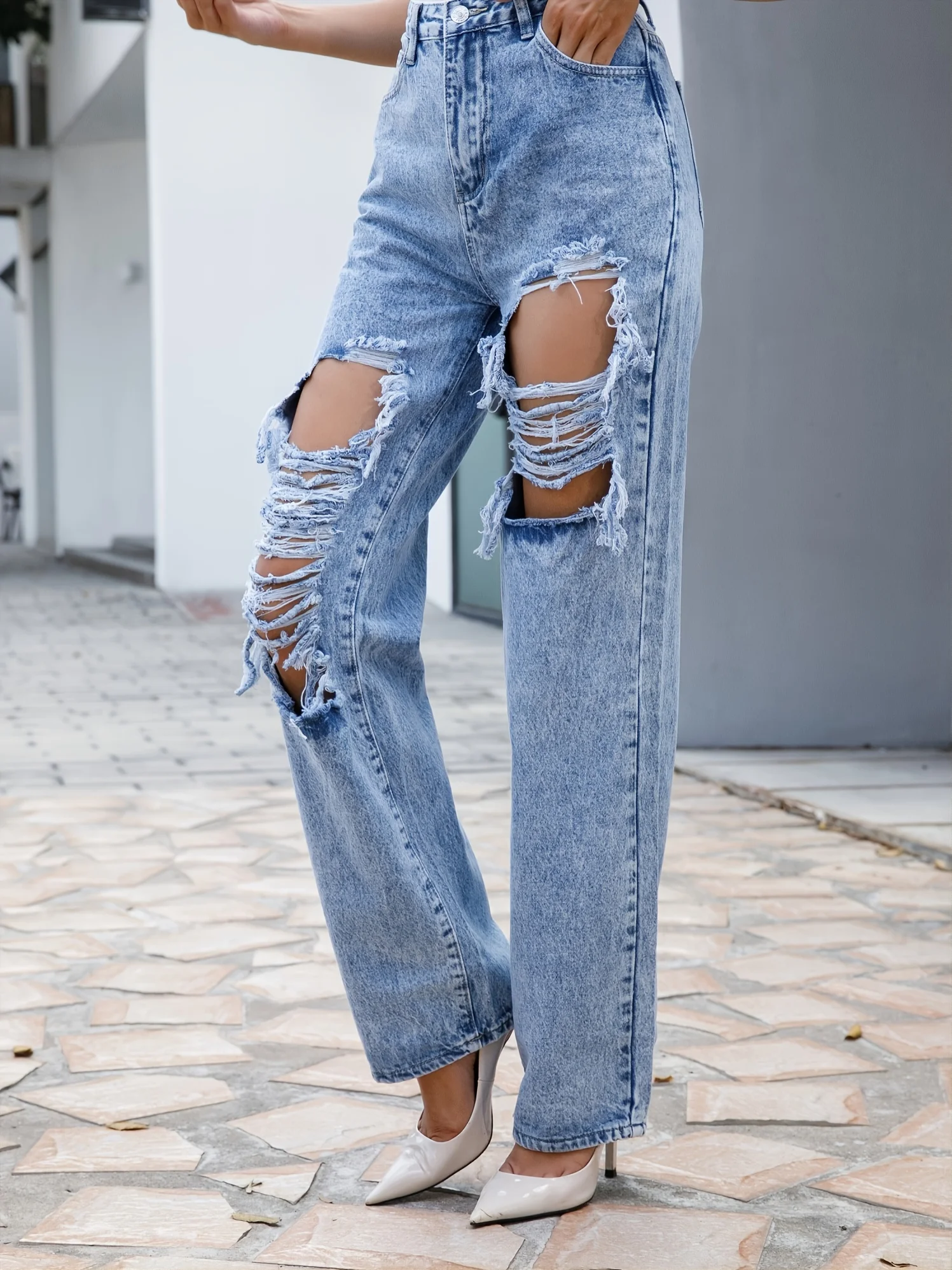2023 Spring Summer Fall new Light Blue Female Ripped Jeans High Waist Hollow Out Trousers Straight-Leg Pants
2023 Spring Summer Fall new Light Blue Female Ripped Jeans High Waist Hollow Out Trousers Straight-Leg Pants