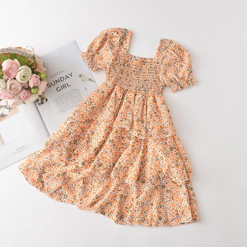 2022 New Girl's Floral Dress Summer Girl Holiday Style Square Neck Puff Sleeve Chiffon Cake Skirt Children Clothing Small Fresh
2022 New Girl's Floral Dress Summer Girl Holiday Style Square Neck Puff Sleeve Chiffon Cake Skirt Children Clothing Small Fresh