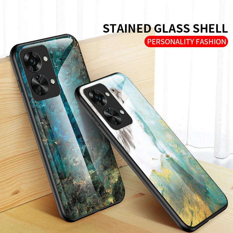 

Oneplus Nord 2T CPH2399 Case Marble Grain Tempered Glass Hard Phone Cover Shockproof Case for Oneplus Nord 2T Nord2T 5G CPH2399