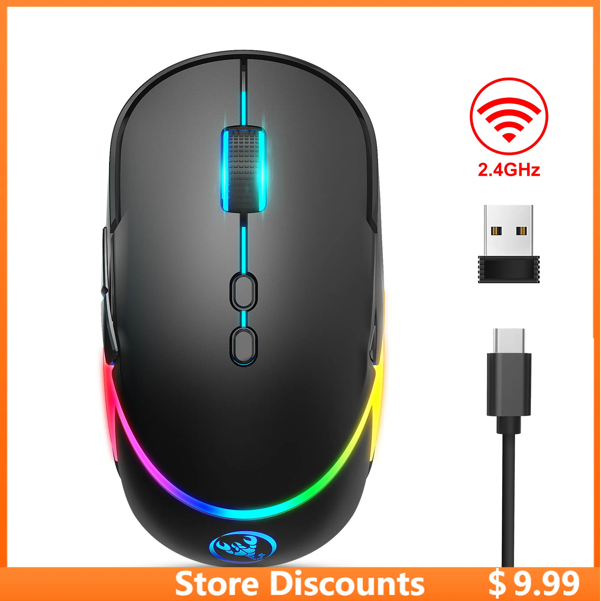 Rechargeable 2.4G Wireless Gaming Mouse TYPE-C Interface 600 mAh Lithium Battery Ergonomics 12 Modes RGB 3200dpi Adjustable
Rechargeable 2.4G Wireless Gaming Mouse TYPE-C Interface 600 mAh Lithium Battery Ergonomics 12 Modes RGB 3200dpi Adjustable