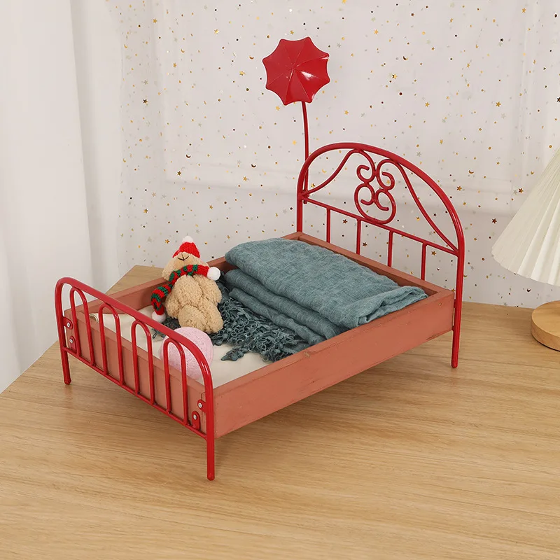 

Железная Комбинированная деревянная кровать для новорожденных реквизит для фотосъемки младенцев мебель для фотосъемки Вспомогательные аксессуары детская кроватка